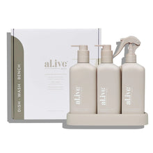Load image into Gallery viewer, DISHWASHING LIQUID, HAND WASH &amp; BENCH SPRAY + TRAY, PREMIUM KITCHEN TRIO

